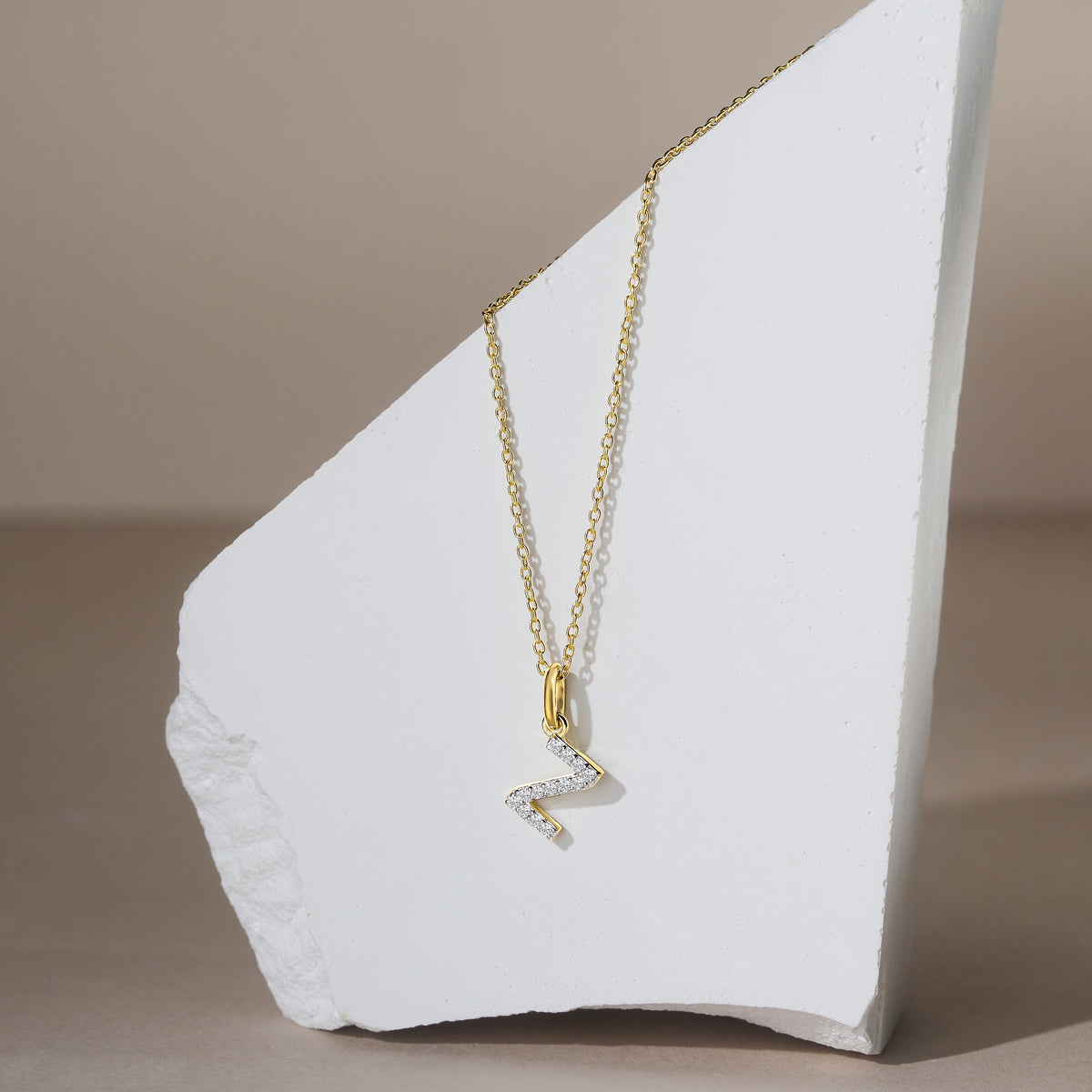 Love Letter Initial Z Lab Diamond Necklace set in 18K Gold Vermeil