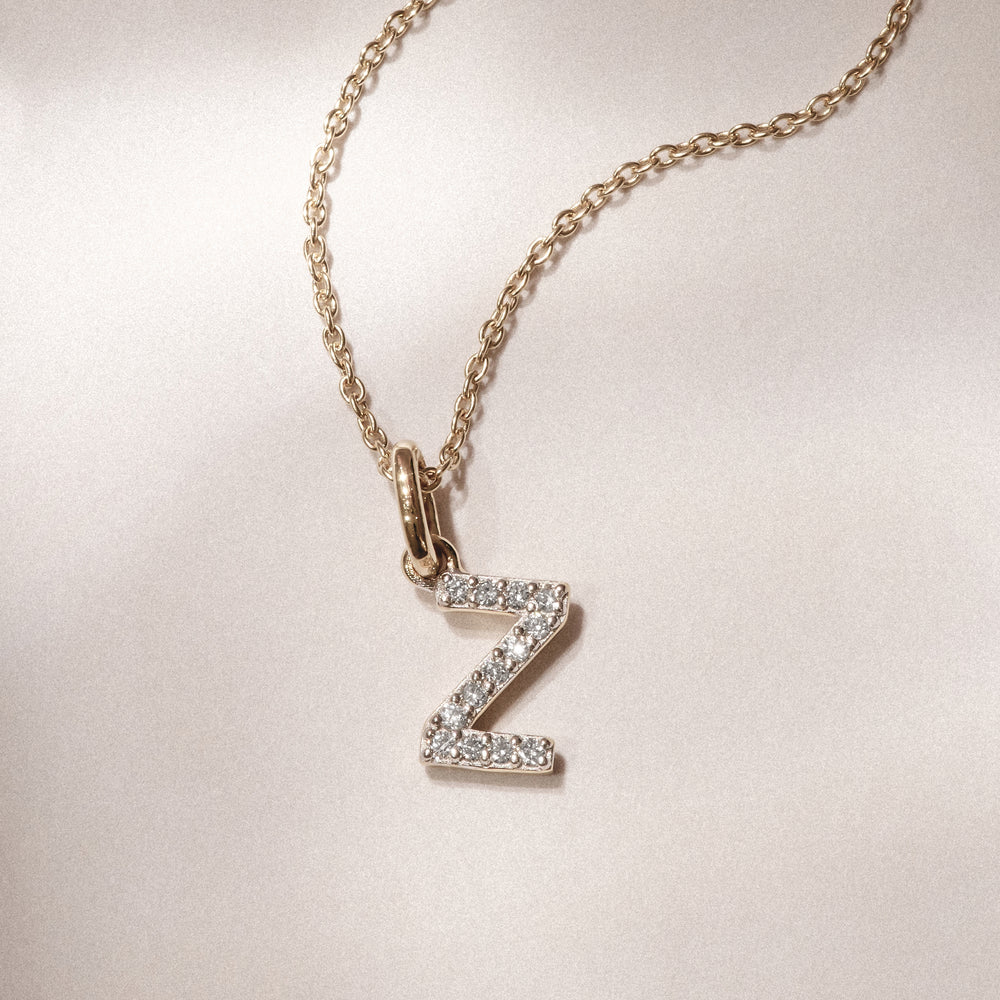 Love Letter Initial Z Lab Diamond Necklace set in 18K Gold Vermeil