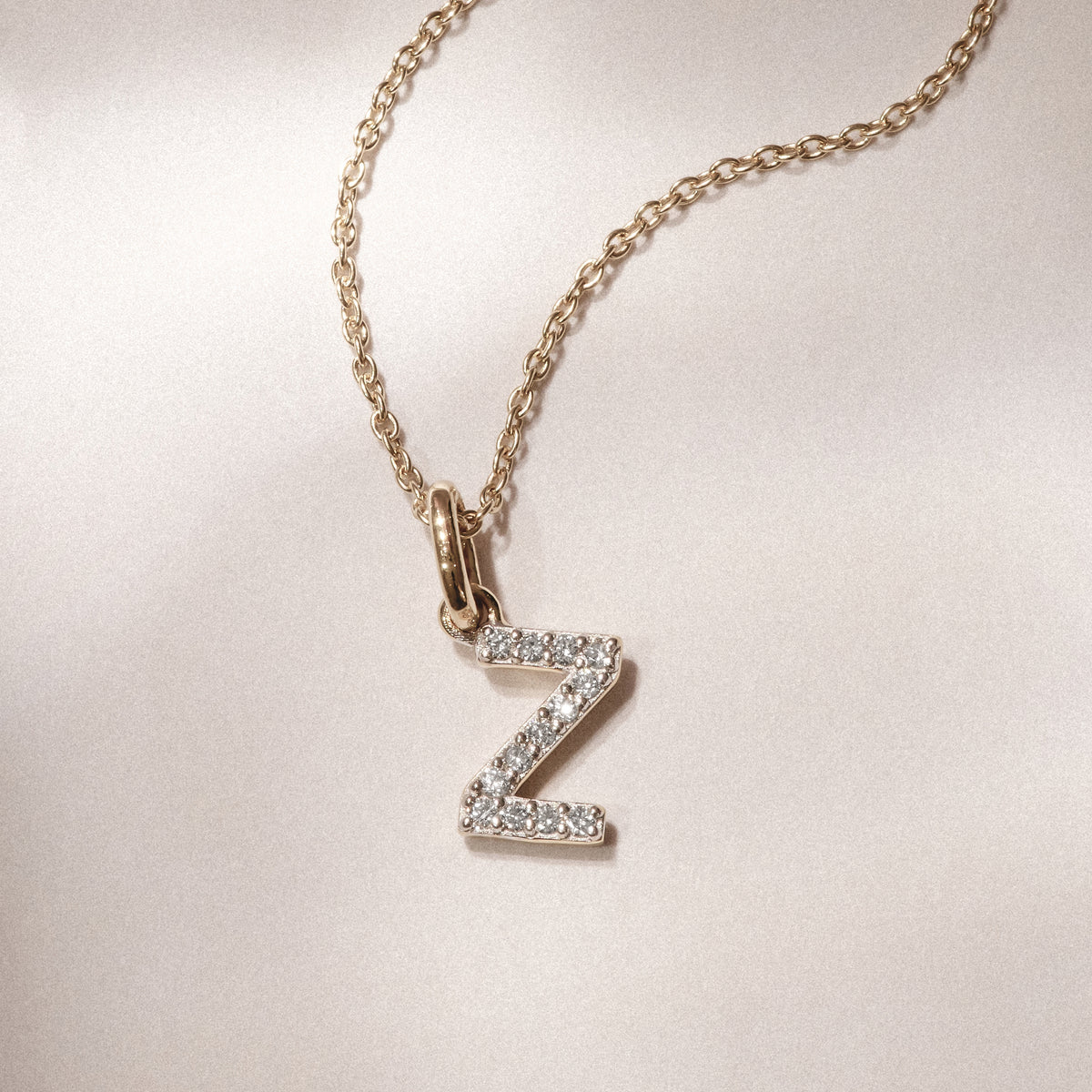 Love Letter Initial Z Lab Diamond Necklace set in 18K Gold Vermeil