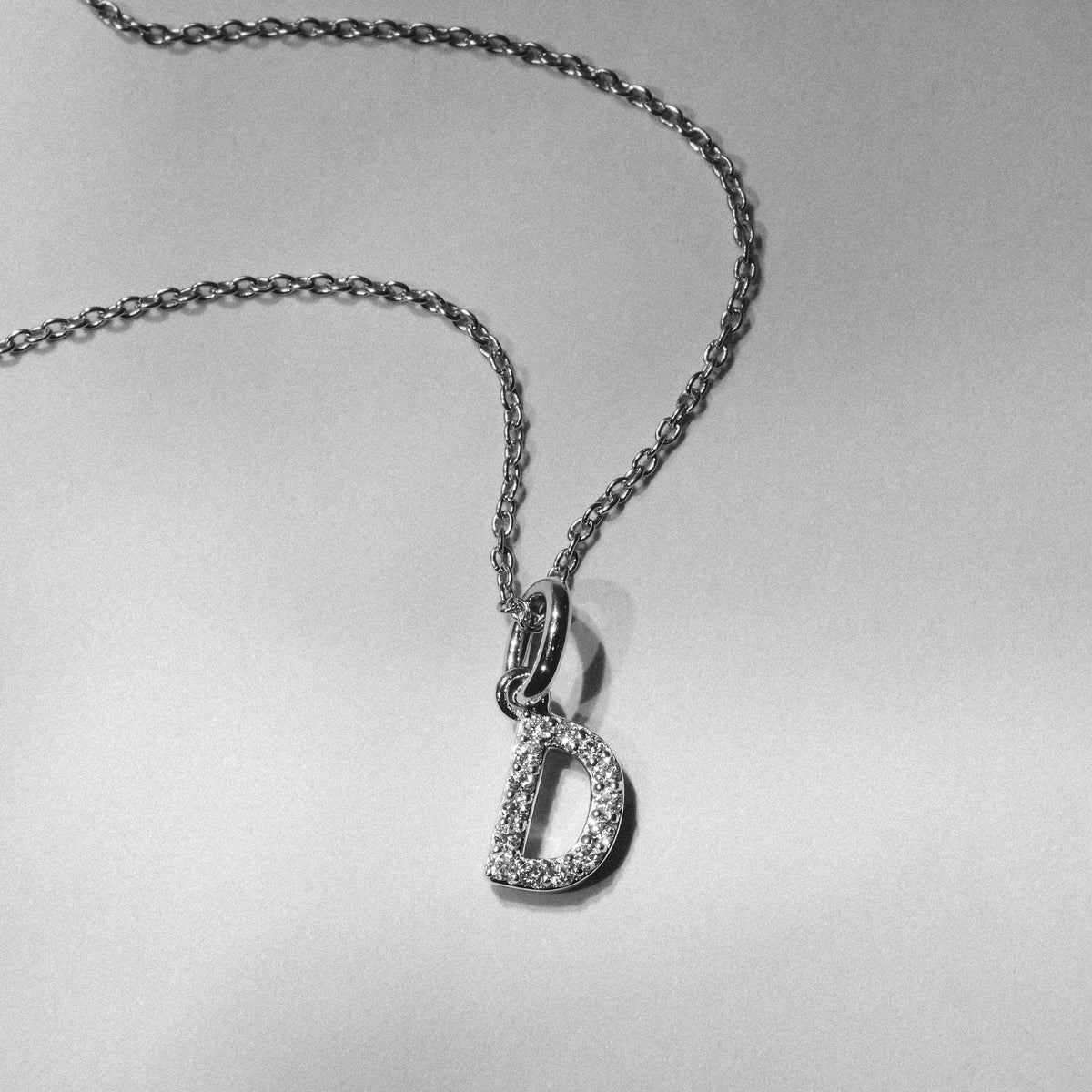 Love Letter Initial D Lab Diamond Necklace set in 925 Sterling Silver