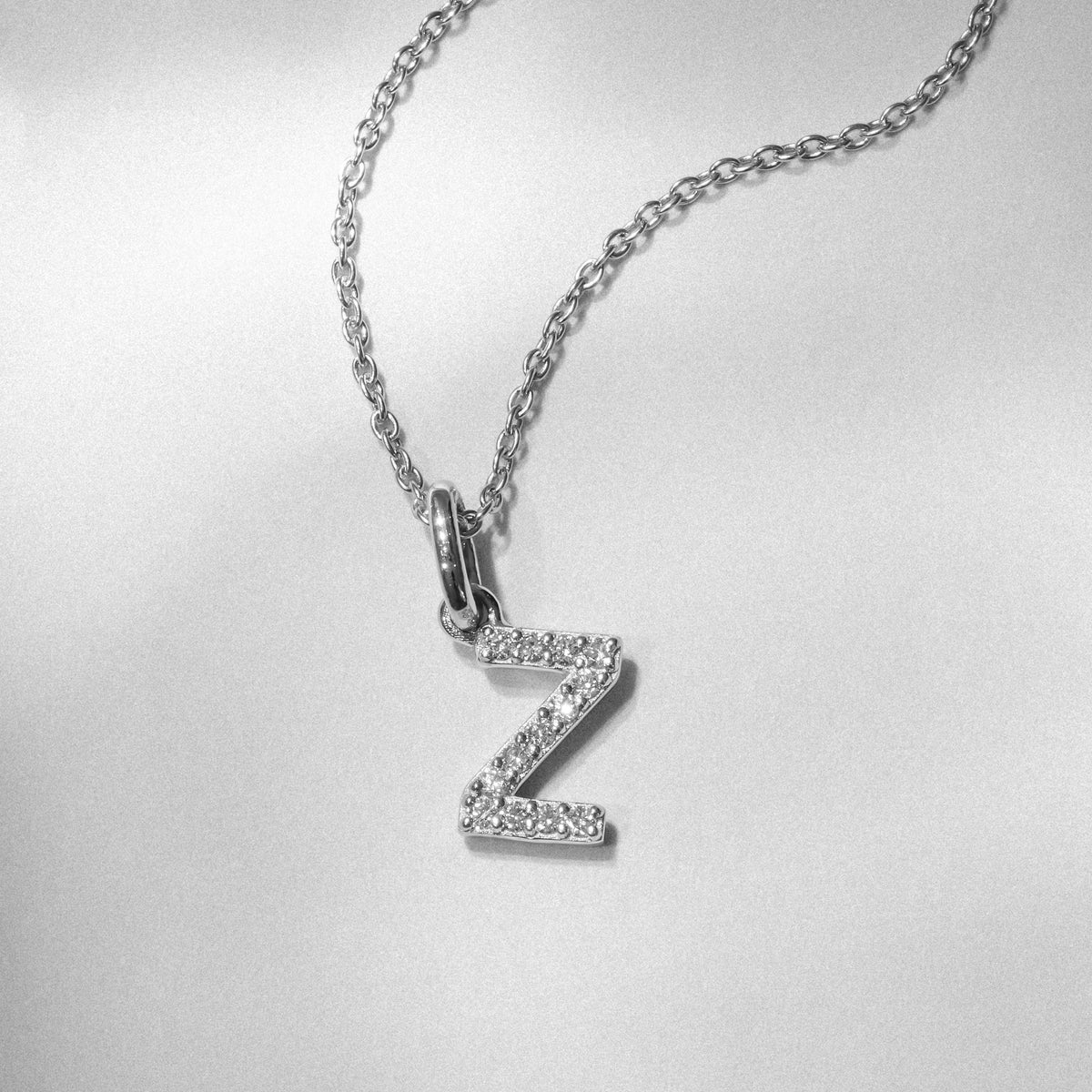 Love Letter Initial Z Lab Diamond Necklace set in 925 Sterling Silver