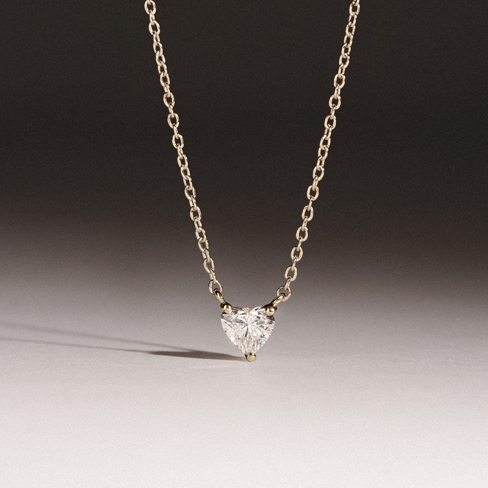 Wanderlust Floating Heart Cut Lab Diamond Solitaire Necklace 0.25ct H/SI in 18K Gold Vermeil