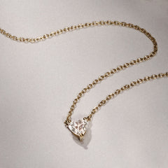 Wanderlust Floating Heart Cut Lab Diamond Solitaire Necklace 0.25ct H/SI in 18K Gold Vermeil