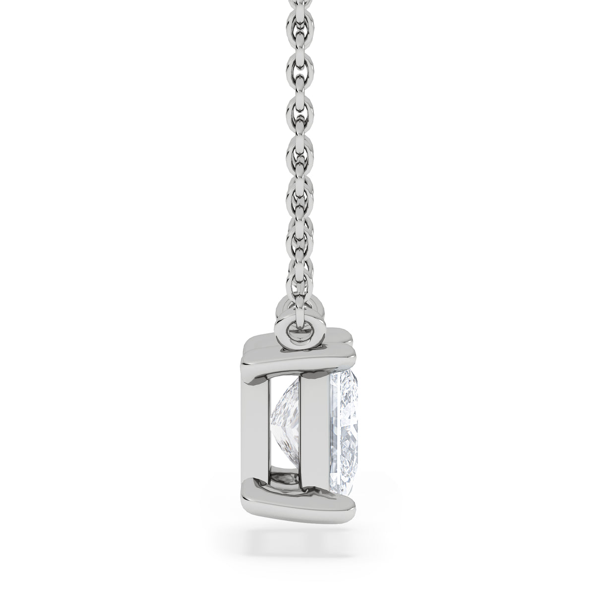 Wanderlust Floating Princess Cut Lab Diamond Solitaire Necklace 1.00ct H/SI in 9K White Gold