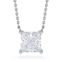 Wanderlust Floating Princess Cut Lab Diamond Solitaire Necklace 2.00ct H/SI in 9K White Gold