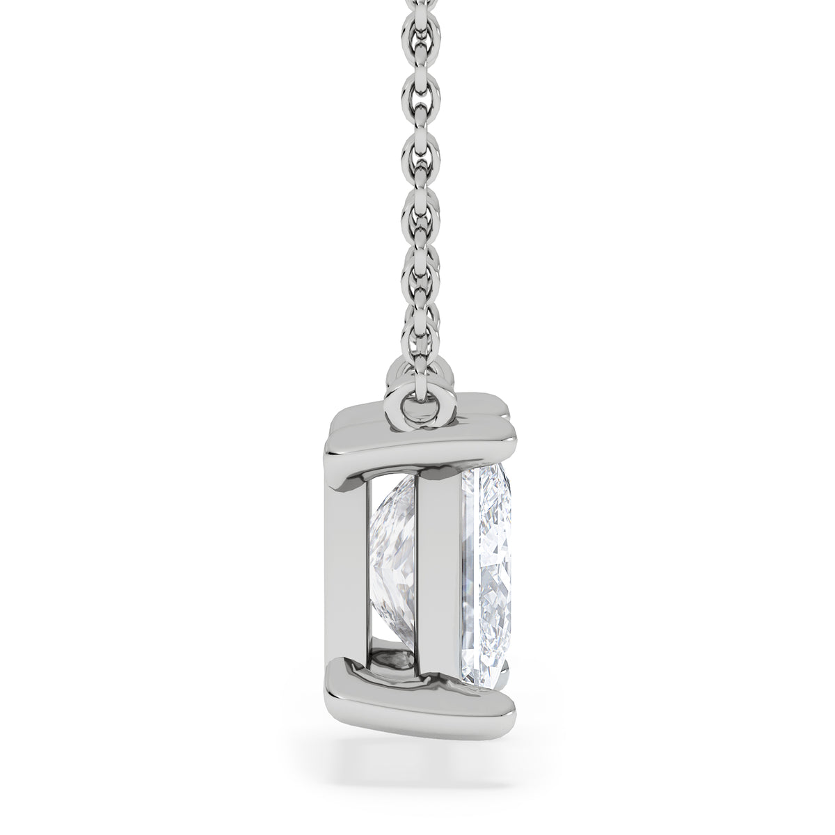 Wanderlust Floating Princess Cut Lab Diamond Solitaire Necklace 2.00ct H/SI in 9K White Gold