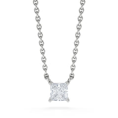 Wanderlust Floating Princess Cut Lab Diamond Solitaire Necklace 0.25ct H/SI in 925 Silver