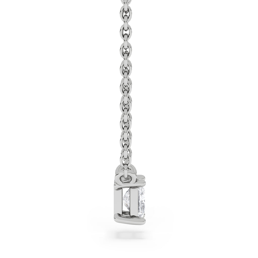 Wanderlust Floating Princess Cut Lab Diamond Solitaire Necklace 0.25ct H/SI in 925 Silver
