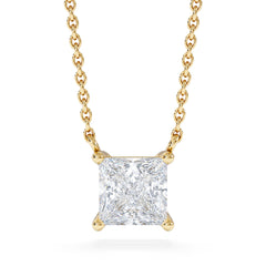 Wanderlust Floating Princess Cut Lab Diamond Solitaire Necklace 1.00ct H/SI in 9K Gold
