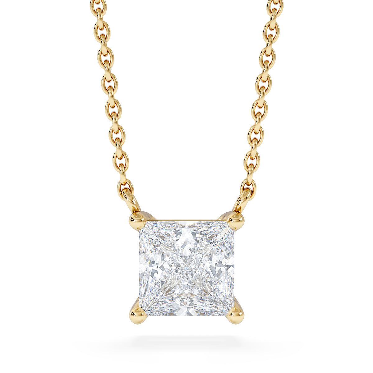 Wanderlust Floating Princess Cut Lab Diamond Solitaire Necklace 1.00ct H/SI in 9K Gold