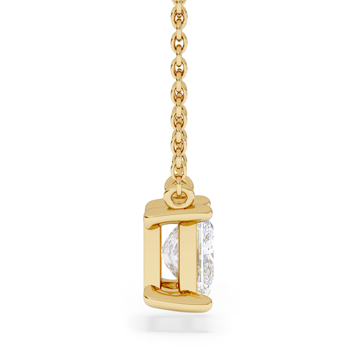Wanderlust Floating Princess Cut Lab Diamond Solitaire Necklace 1.00ct H/SI in 9K Gold