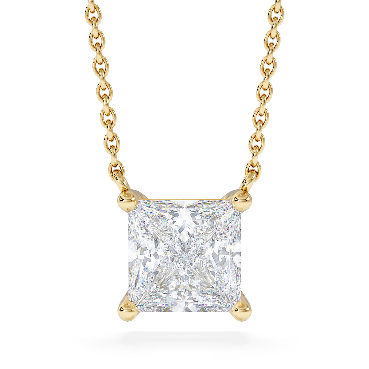 Wanderlust Floating Princess Cut Lab Diamond Solitaire Necklace 1.50ct H/SI in 9K Gold