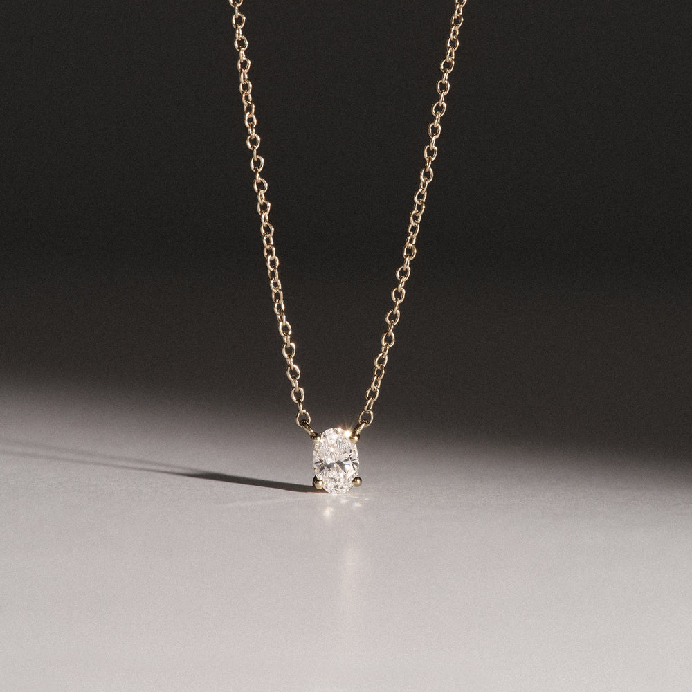 Wanderlust Floating Oval Cut Lab Diamond Solitaire Necklace 0.25ct H/SI in 18K Gold Vermeil