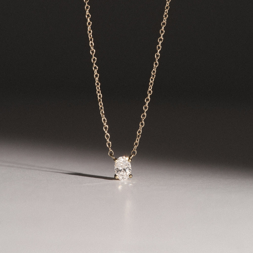 Wanderlust Floating Oval Cut Lab Diamond Solitaire Necklace 0.25ct H/SI in 18K Gold Vermeil
