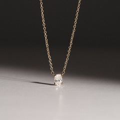 Wanderlust Floating Oval Cut Lab Diamond Solitaire Necklace 0.25ct H/SI in 18K Gold Vermeil