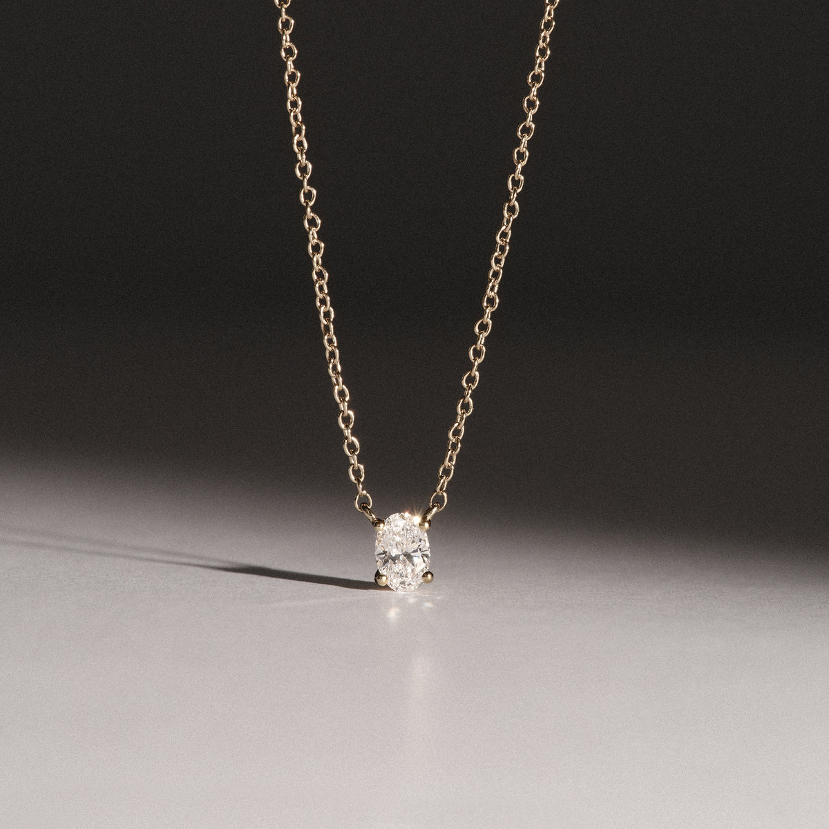 Wanderlust Floating Oval Cut Lab Diamond Solitaire Necklace 0.25ct H/SI in 18K Gold Vermeil