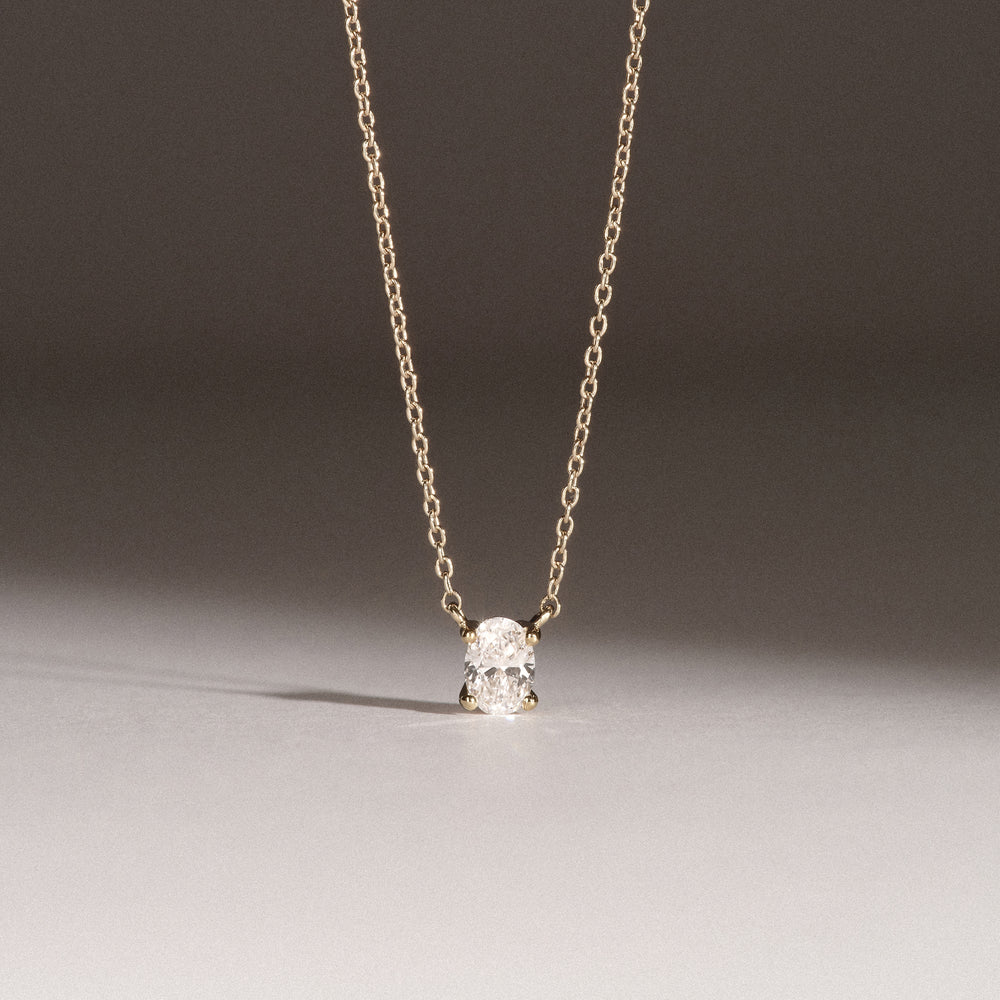 Wanderlust Floating Oval Cut Lab Diamond Solitaire Necklace 0.33ct H/SI in 18K Gold Vermeil