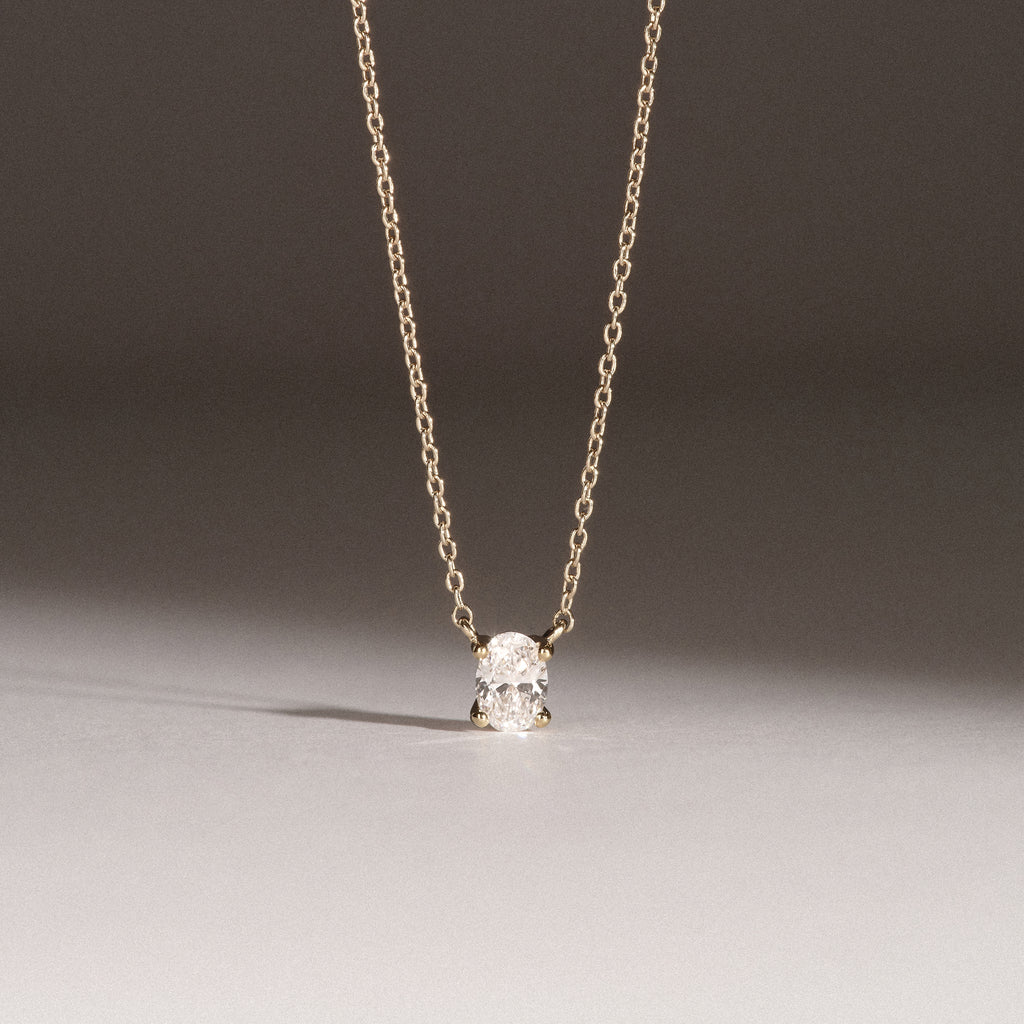 Wanderlust Floating Oval Cut Lab Diamond Solitaire Necklace 0.33ct H/SI in 18K Gold Vermeil