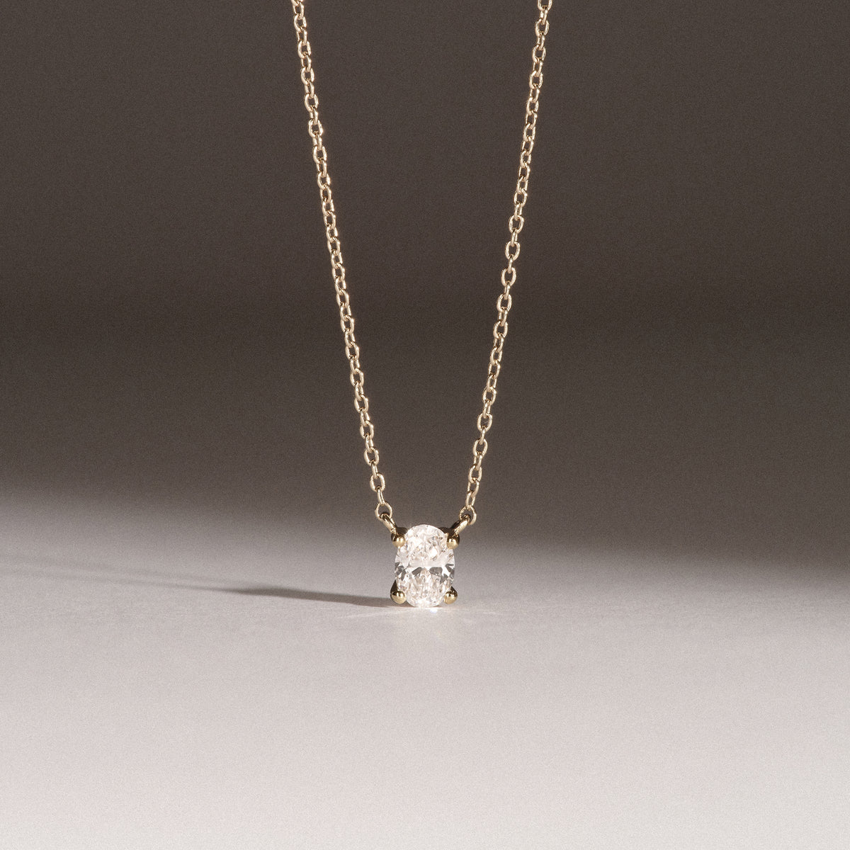 Wanderlust Floating Oval Cut Lab Diamond Solitaire Necklace 0.33ct H/SI in 18K Gold Vermeil