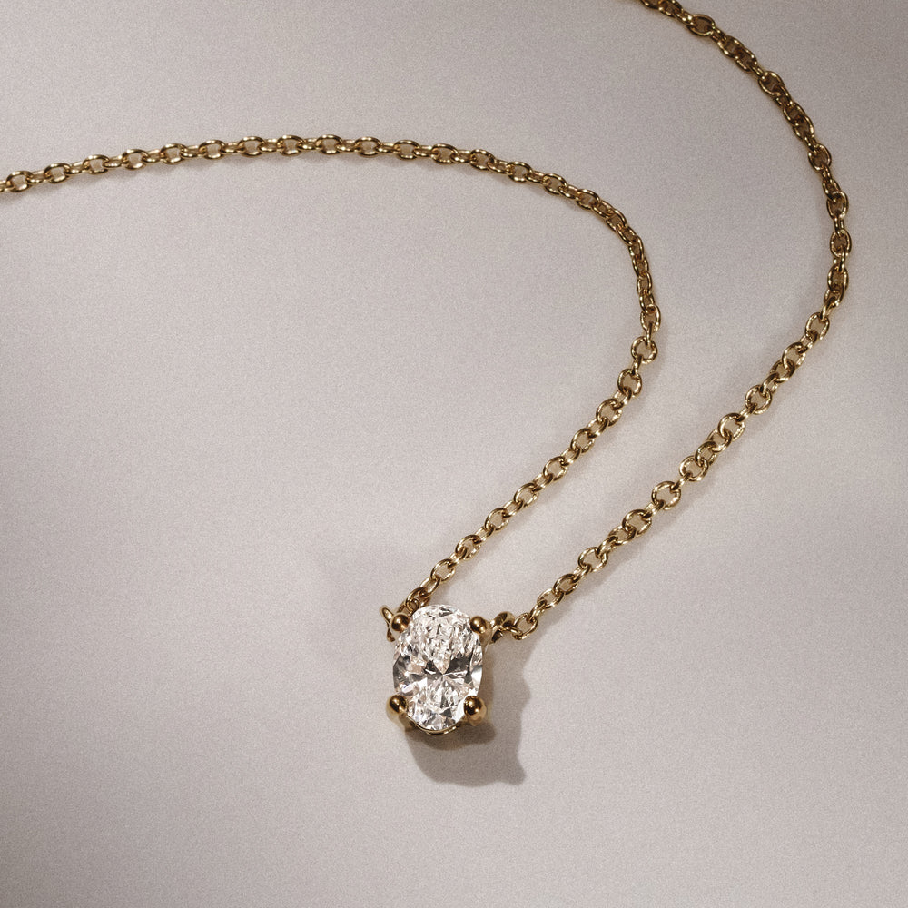 Wanderlust Floating Oval Cut Lab Diamond Solitaire Necklace 0.33ct H/SI in 18K Gold Vermeil