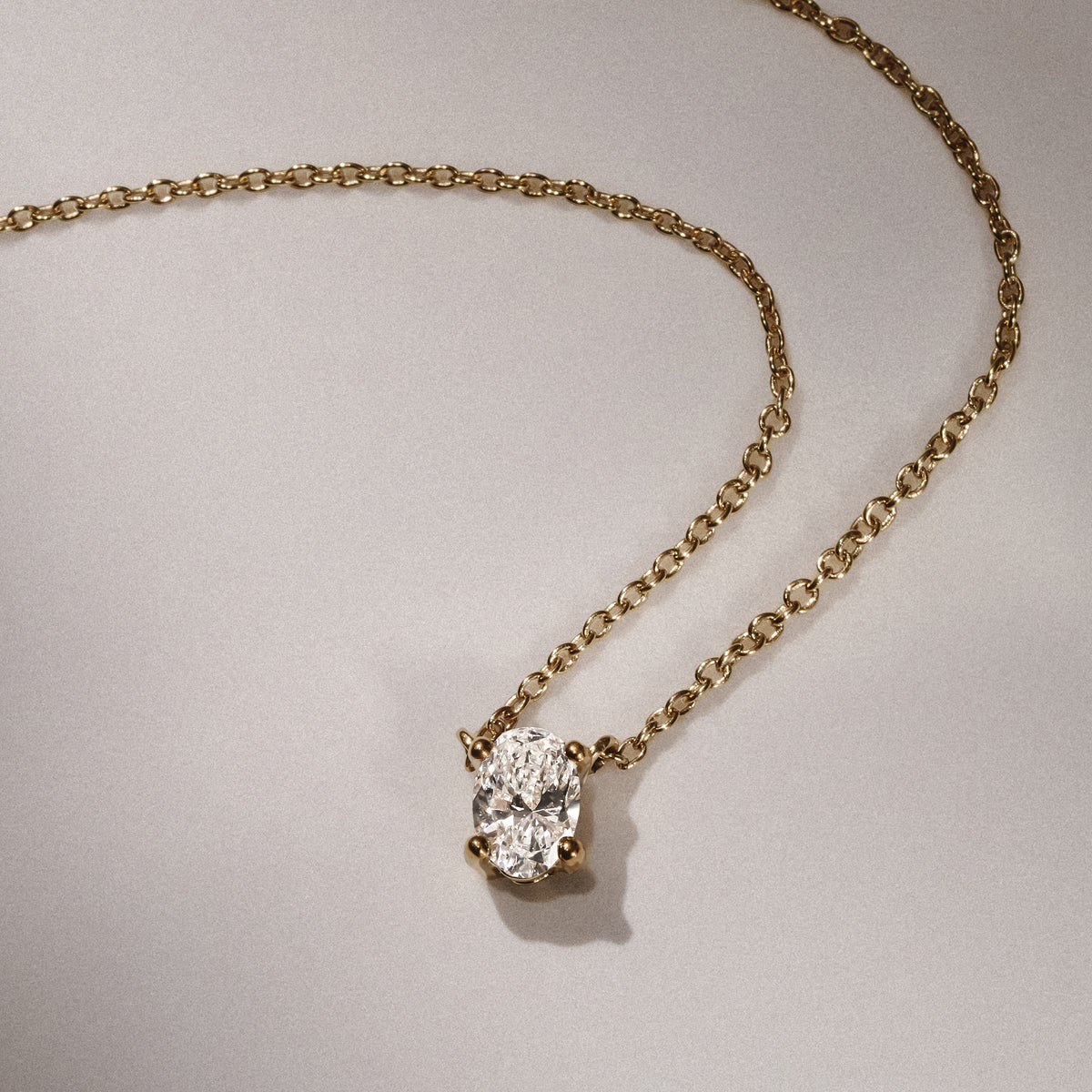 Wanderlust Floating Oval Cut Lab Diamond Solitaire Necklace 0.33ct H/SI in 18K Gold Vermeil