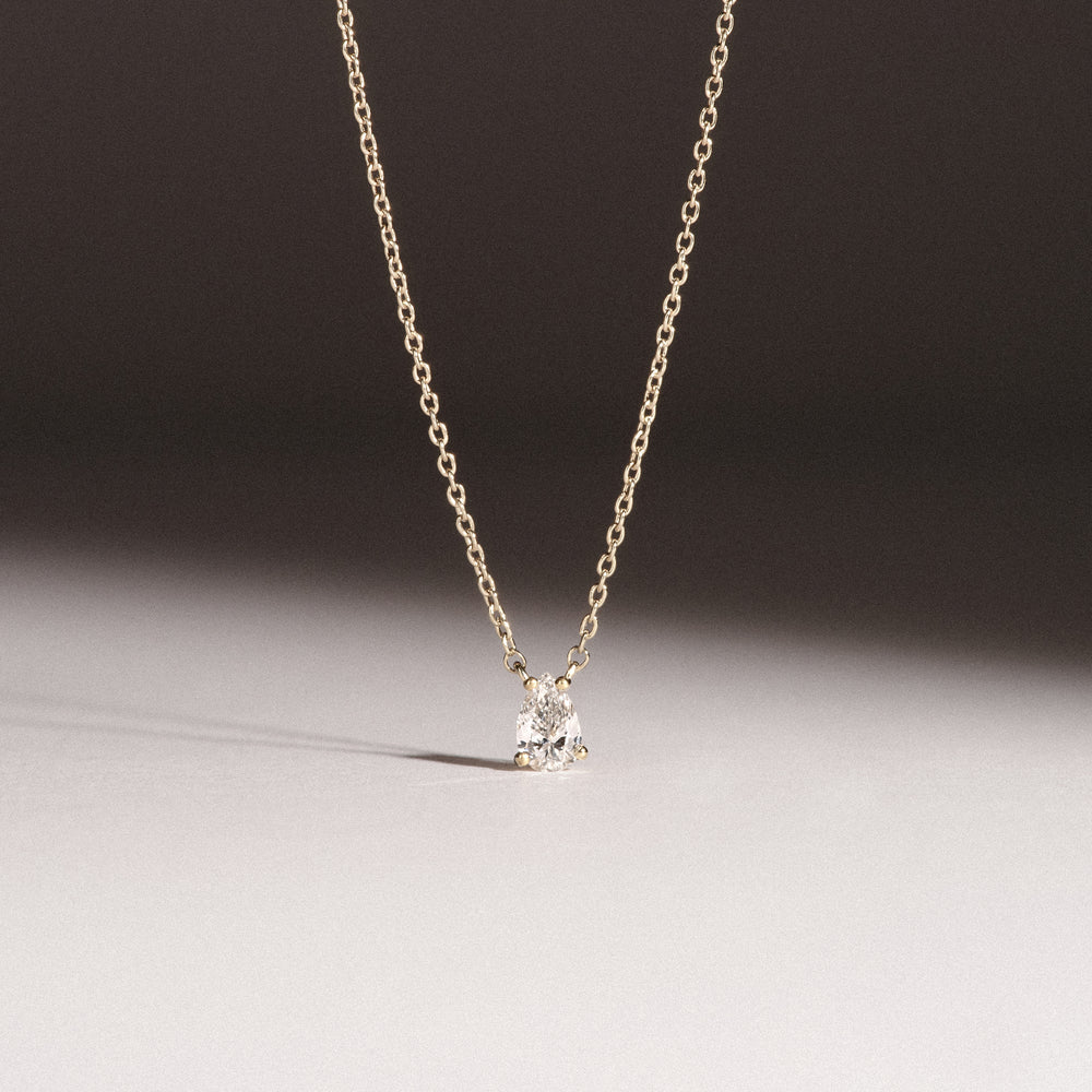 Wanderlust Floating Pear Cut Lab Diamond Solitaire Necklace 0.25ct H/SI in 18K Gold Vermeil