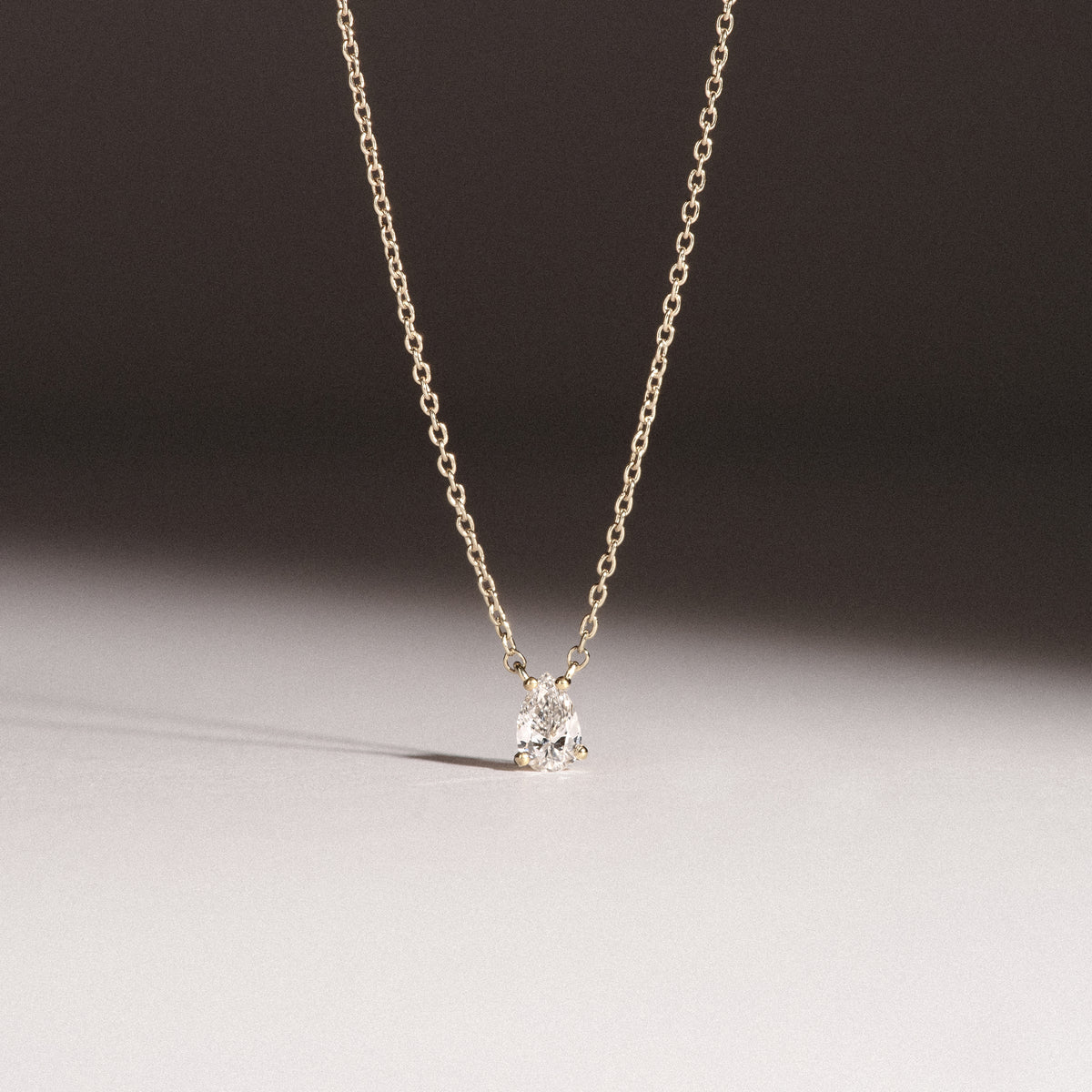 Wanderlust Floating Pear Cut Lab Diamond Solitaire Necklace 0.25ct H/SI in 18K Gold Vermeil