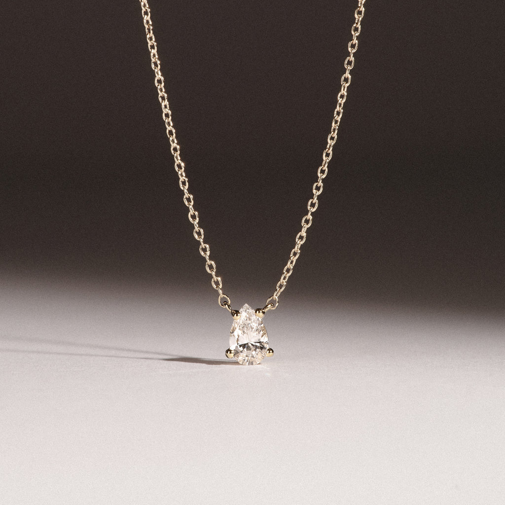 Wanderlust Floating Pear Cut Lab Diamond Solitaire Necklace 0.33ct H/SI in 18K Gold Vermeil