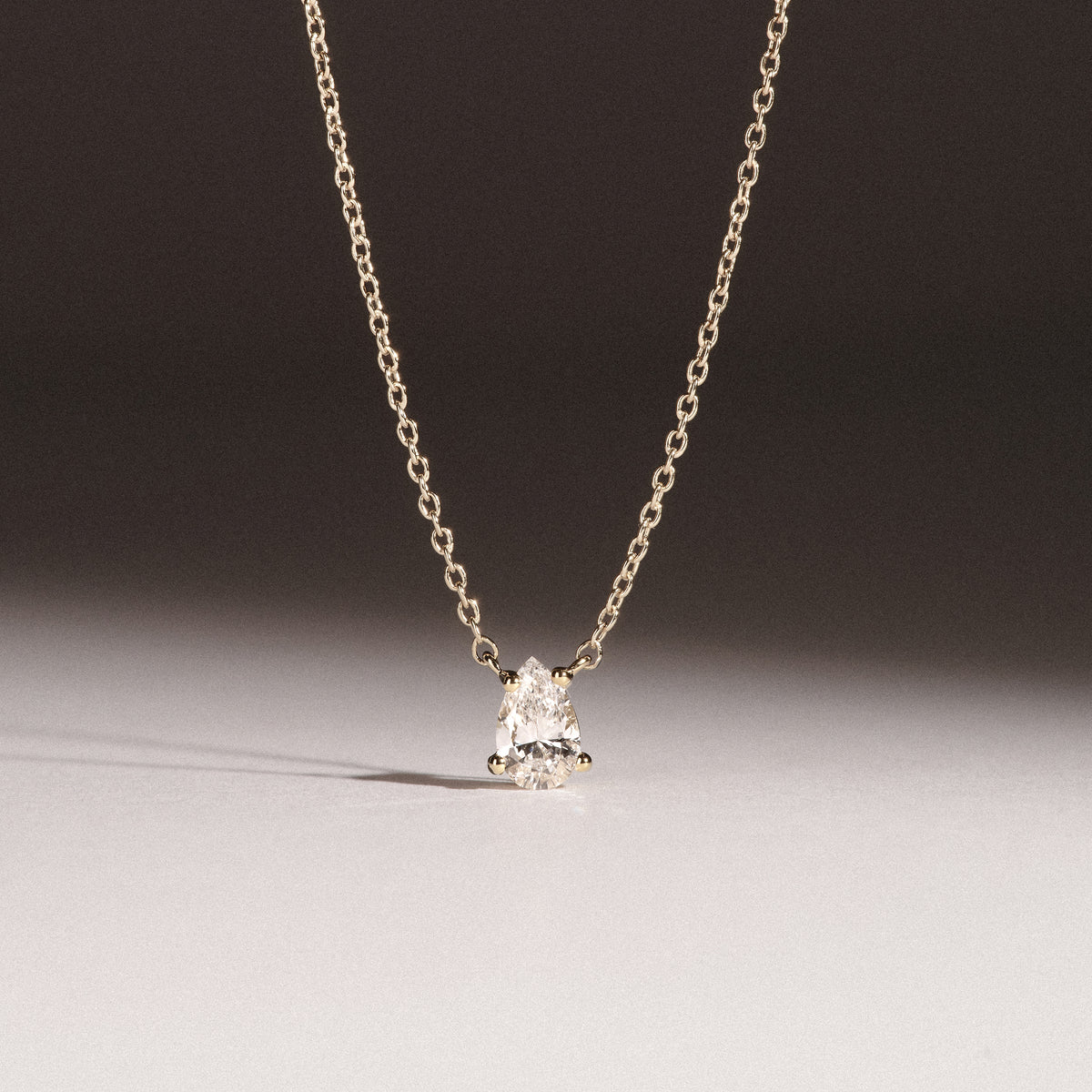 Wanderlust Floating Pear Cut Lab Diamond Solitaire Necklace 0.33ct H/SI in 18K Gold Vermeil