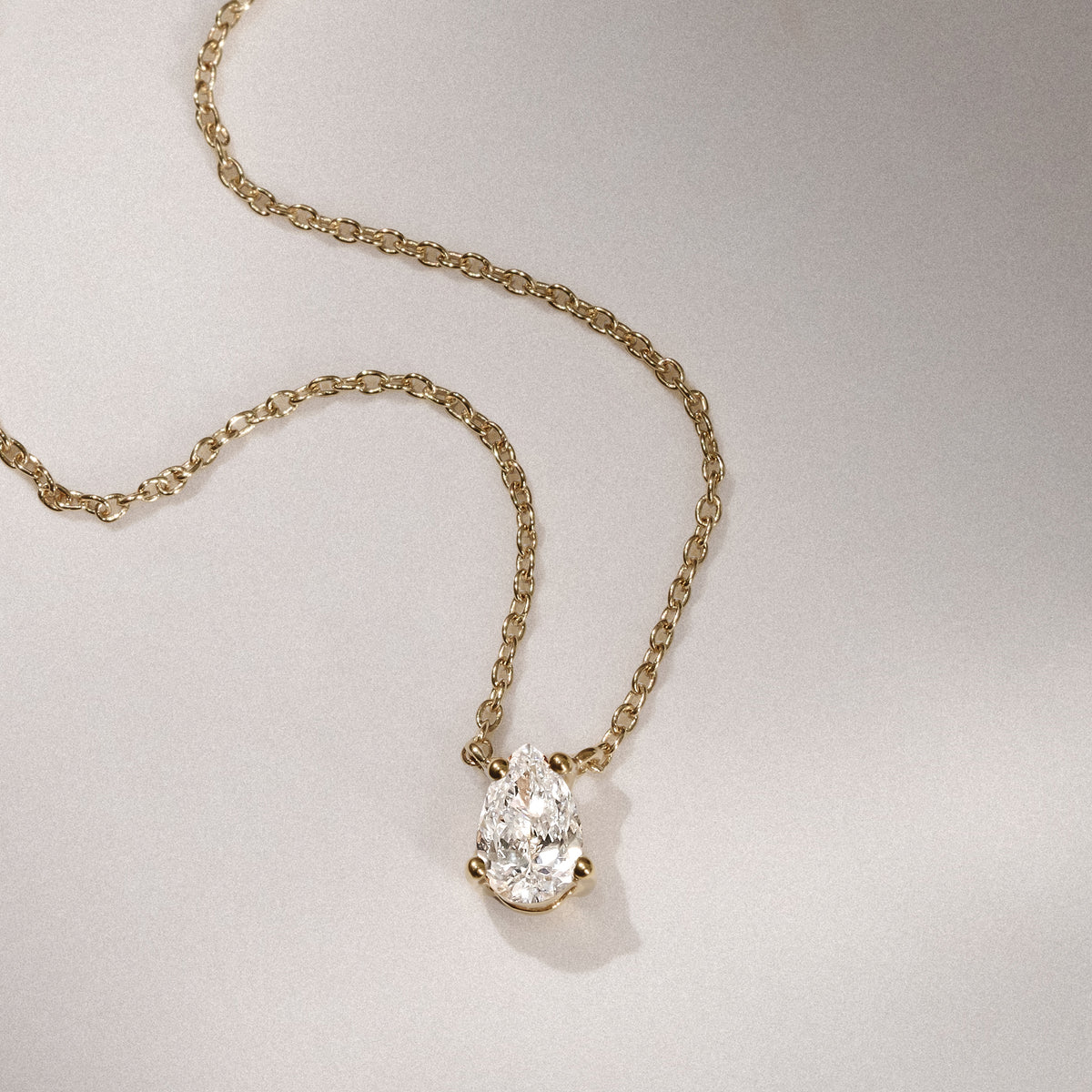 Wanderlust Floating Pear Cut Lab Diamond Solitaire Necklace 0.33ct H/SI in 18K Gold Vermeil