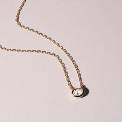Horizon Oval Cut Lab Diamond Solitaire Necklace 0.25ct H/SI in 18k Gold Vermeil
