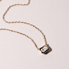 Horizon Emerald Cut Lab Diamond Solitaire Necklace 0.50ct H/SI in 9K Gold