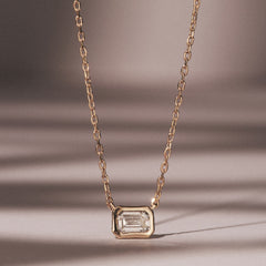 Horizon Emerald Cut Lab Diamond Solitaire Necklace 0.50ct H/SI in 9K Gold