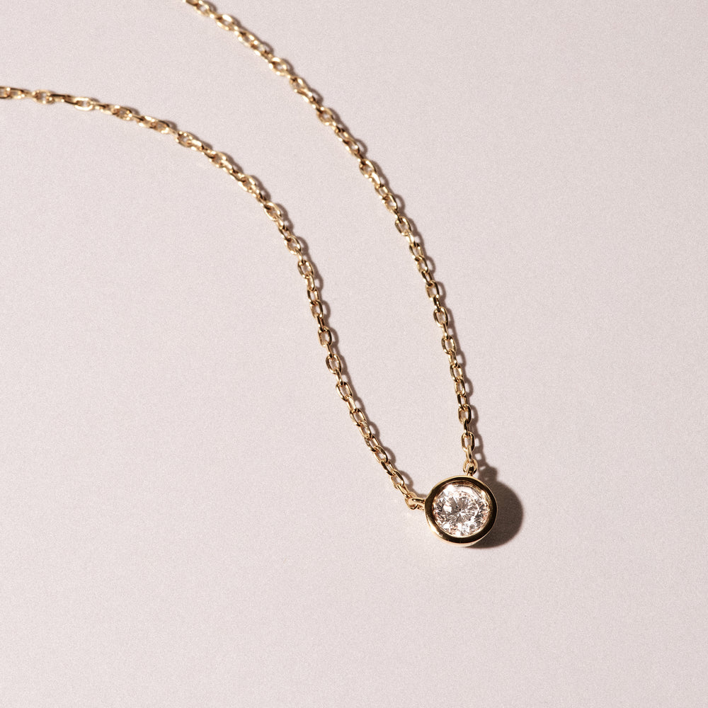 Horizon Round Cut Lab Diamond Solitaire Necklace 0.25ct H/SI in 18k Gold Vermeil