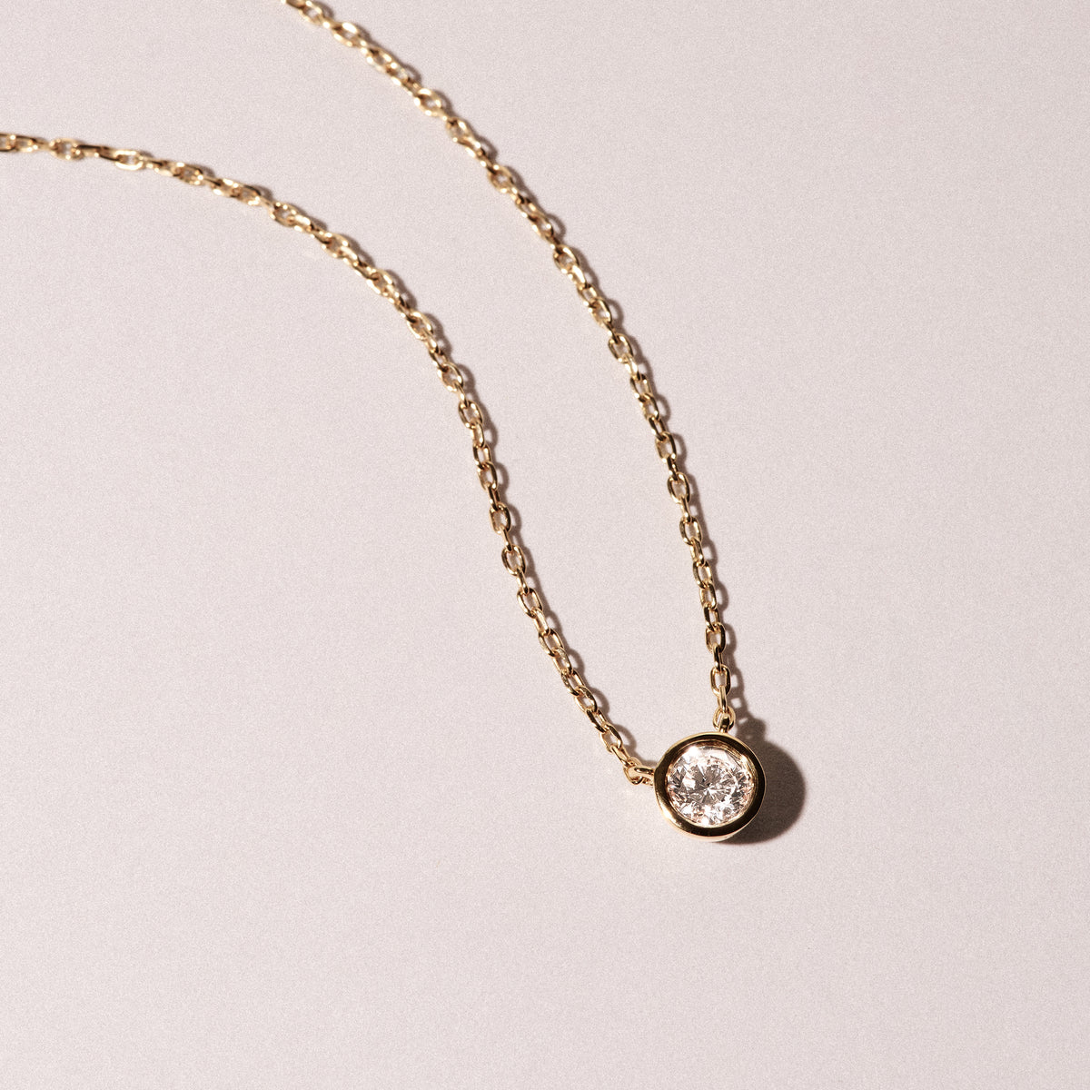 Horizon Round Cut Lab Diamond Solitaire Necklace 0.25ct H/SI in 18k Gold Vermeil