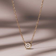 Horizon Round Cut Lab Diamond Solitaire Necklace 0.25ct H/SI in 18k Gold Vermeil