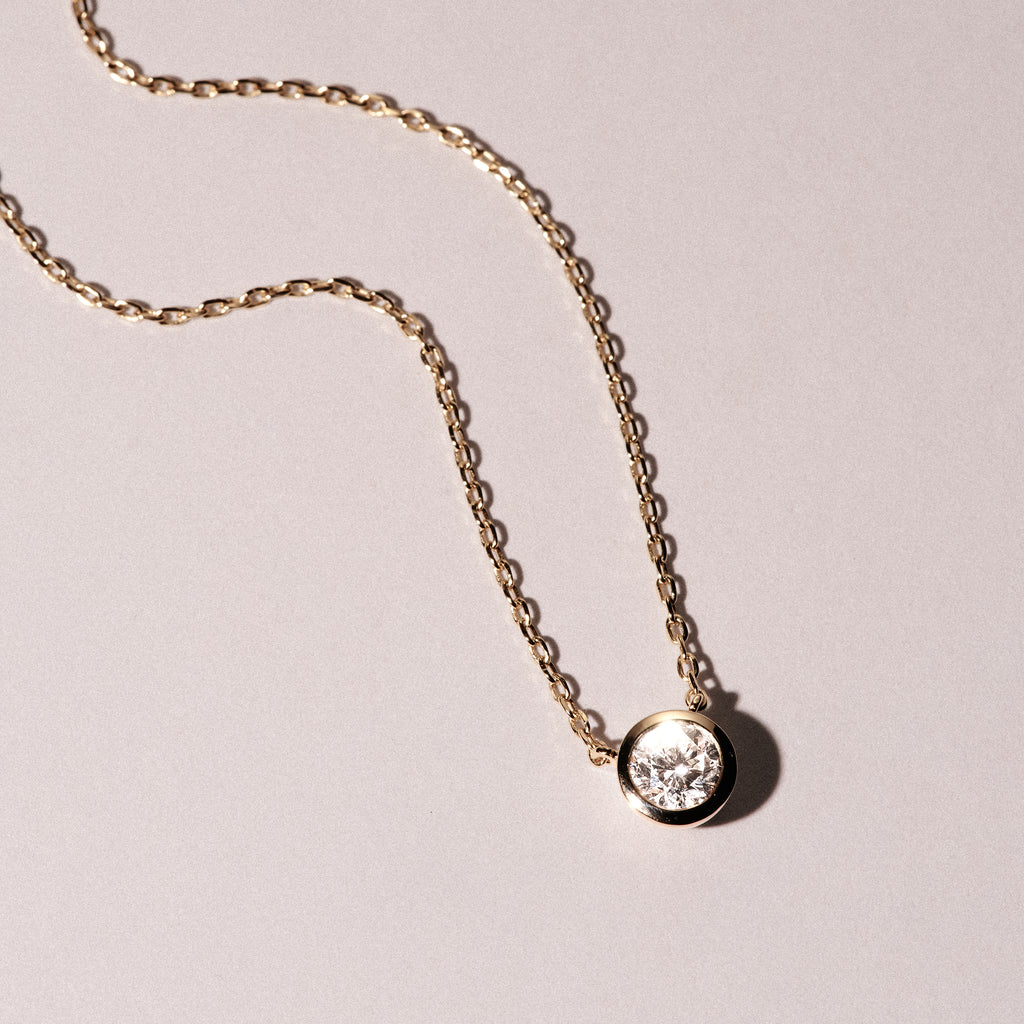 Horizon Round Cut Lab Diamond Solitaire Necklace 0.50ct H/SI in 9K Gold