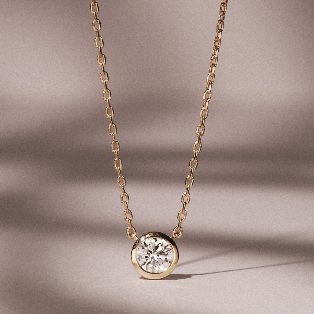 Horizon Round Cut Lab Diamond Solitaire Necklace 0.50ct H/SI in 9K Gold