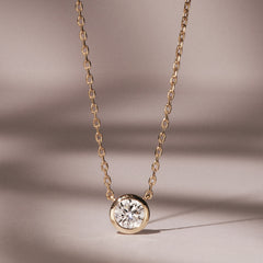 Horizon Round Cut Lab Diamond Solitaire Necklace 0.50ct H/SI in 9K Gold