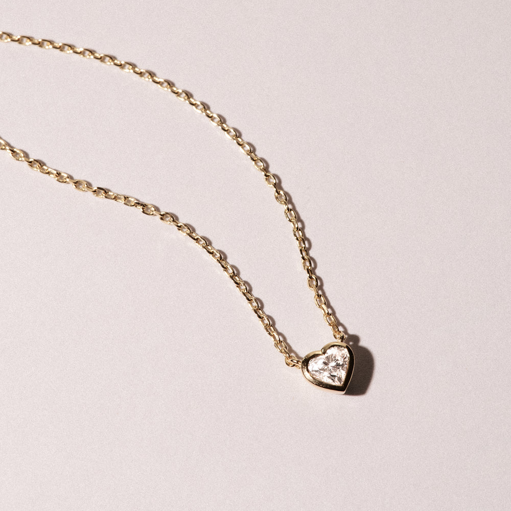 Horizon Heart Cut Lab Diamond Solitaire Necklace 0.25ct H/SI in 18k Gold Vermeil