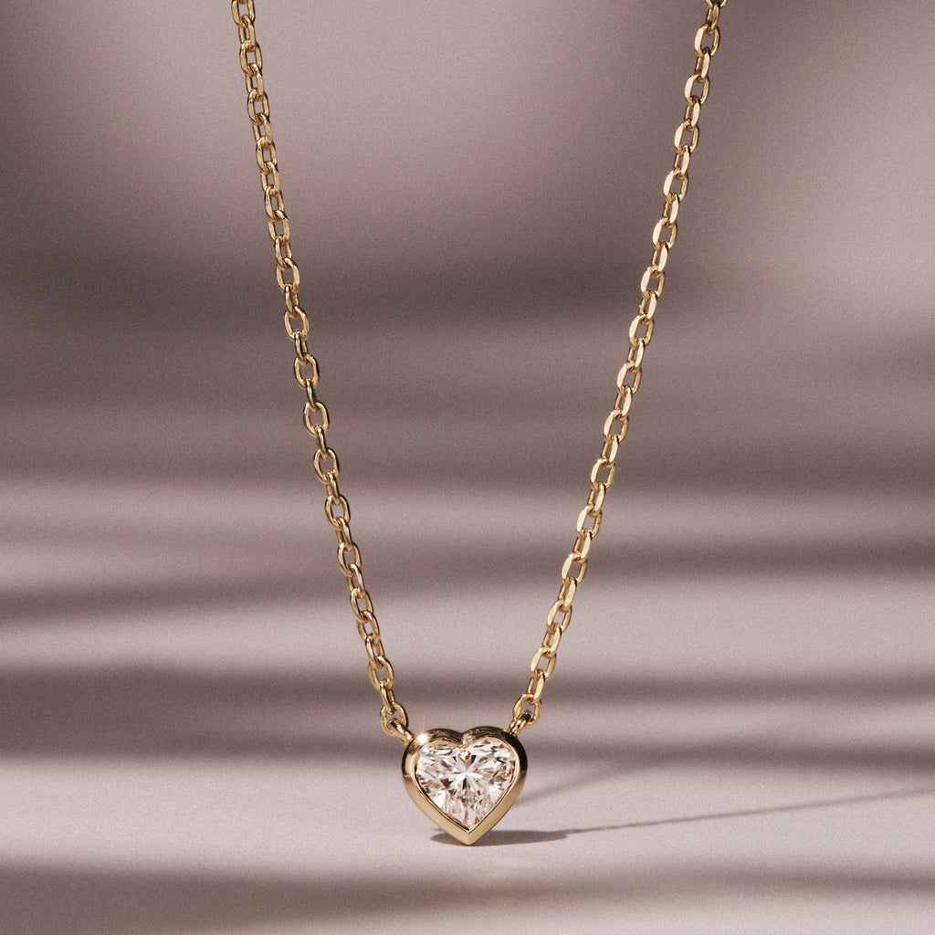 Horizon Heart Cut Lab Diamond Solitaire Necklace 0.25ct H/SI in 9K Gold
