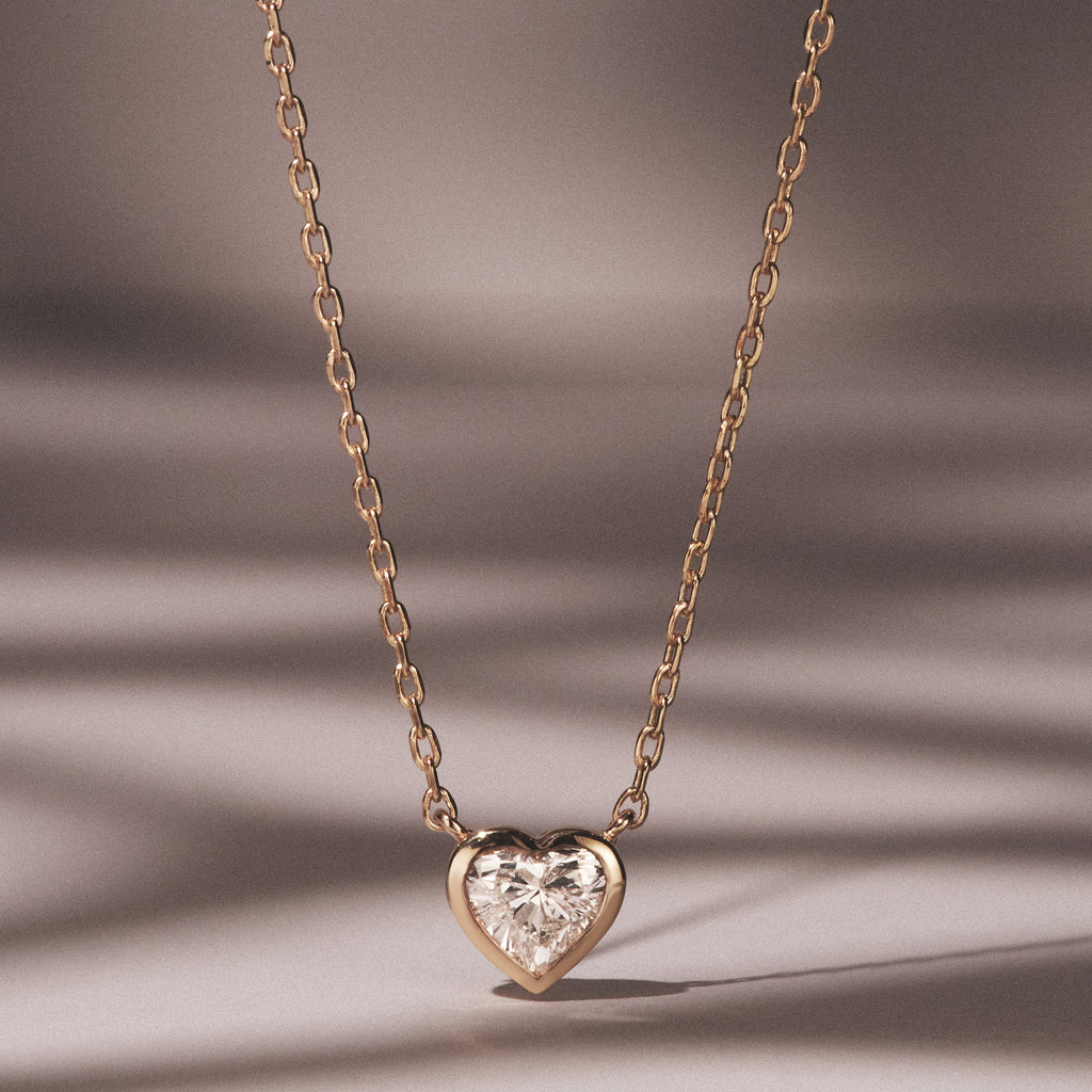 Horizon Heart Cut Lab Diamond Solitaire Necklace 0.50ct H/SI in 9K Gold