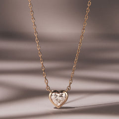 Horizon Heart Cut Lab Diamond Solitaire Necklace 0.50ct H/SI in 9K Gold