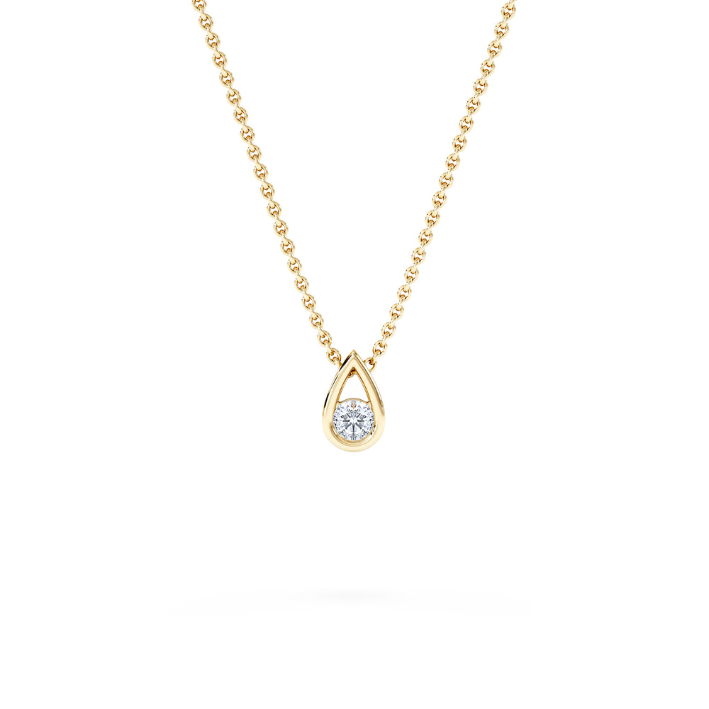 Teardrop Solitaire 0.10ct H/SI Round Cut Lab Grown Necklace in 18K Gold Vermeil
