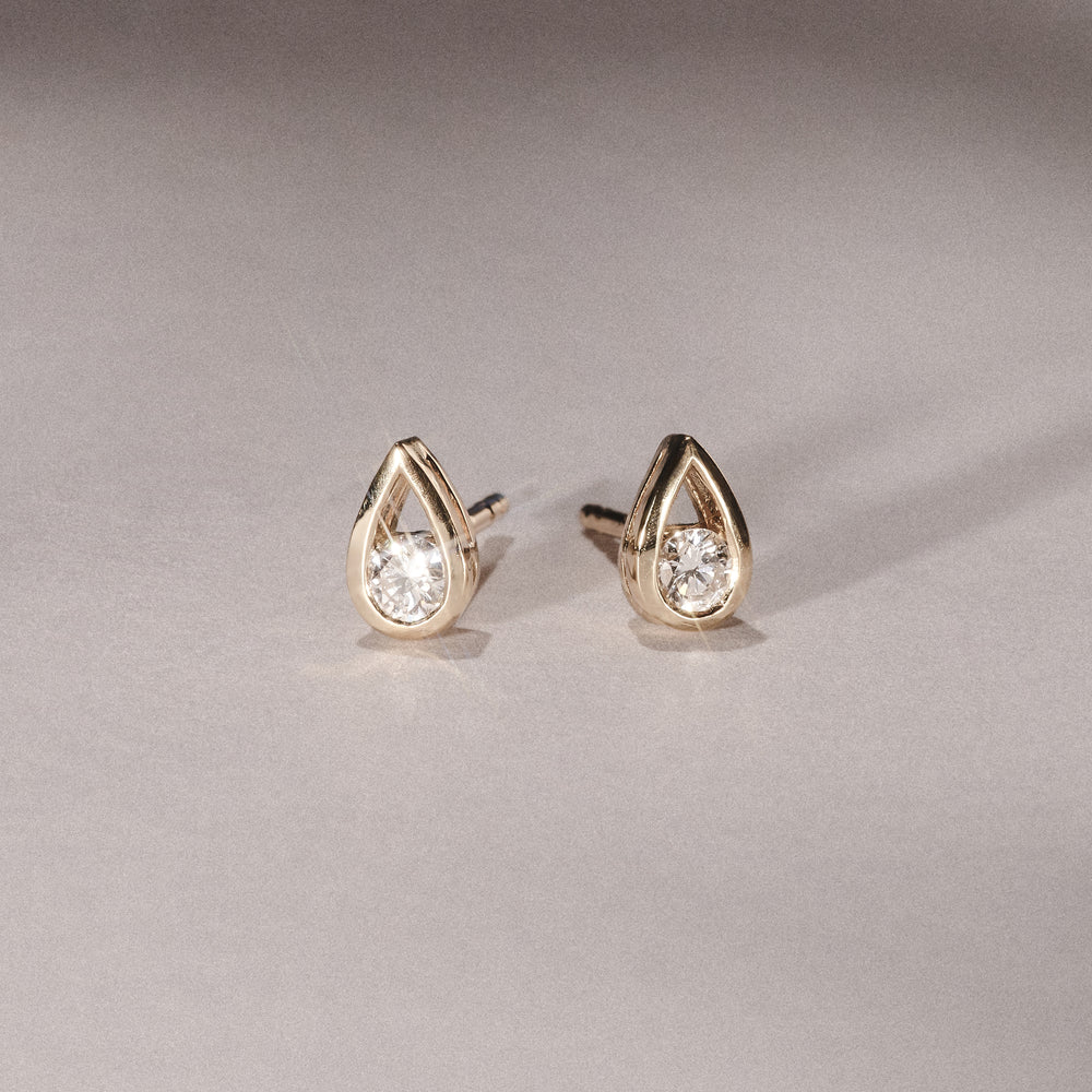 Teardrop 0.21ct Round Cut Lab Grown Stud Earrings in 18K Gold Vermeil
