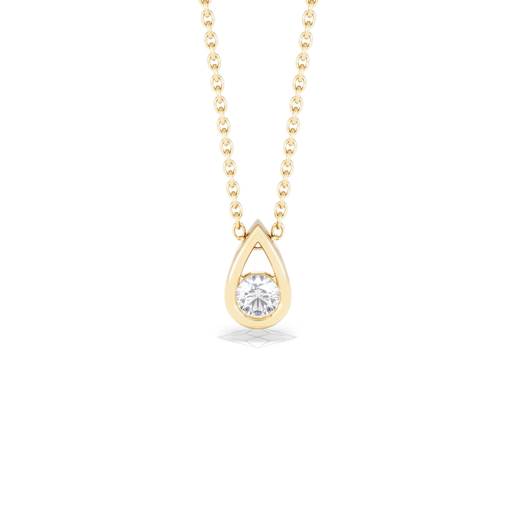 Teardrop Solitaire 0.25ct H/SI Round Cut Lab Grown Necklace in 18K Gold Vermeil