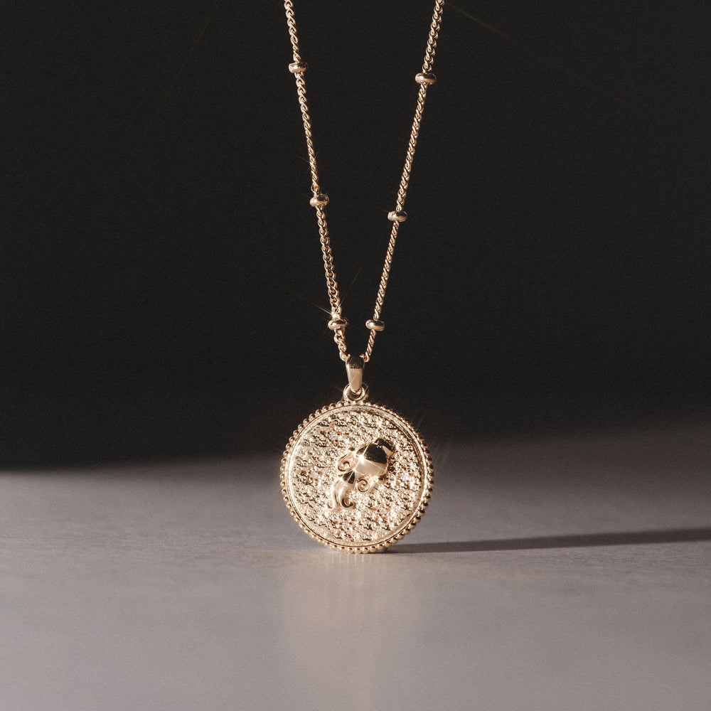 Zodiac Aquarius Necklace Medallion Lab Grown 0.02ct in 18K Gold Vermeil