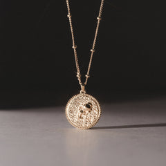 Zodiac Aquarius Necklace Medallion Lab Grown 0.02ct in 18K Gold Vermeil