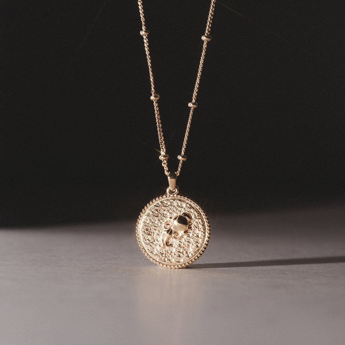 Zodiac Aquarius Necklace Medallion Lab Grown 0.02ct in 18K Gold Vermeil