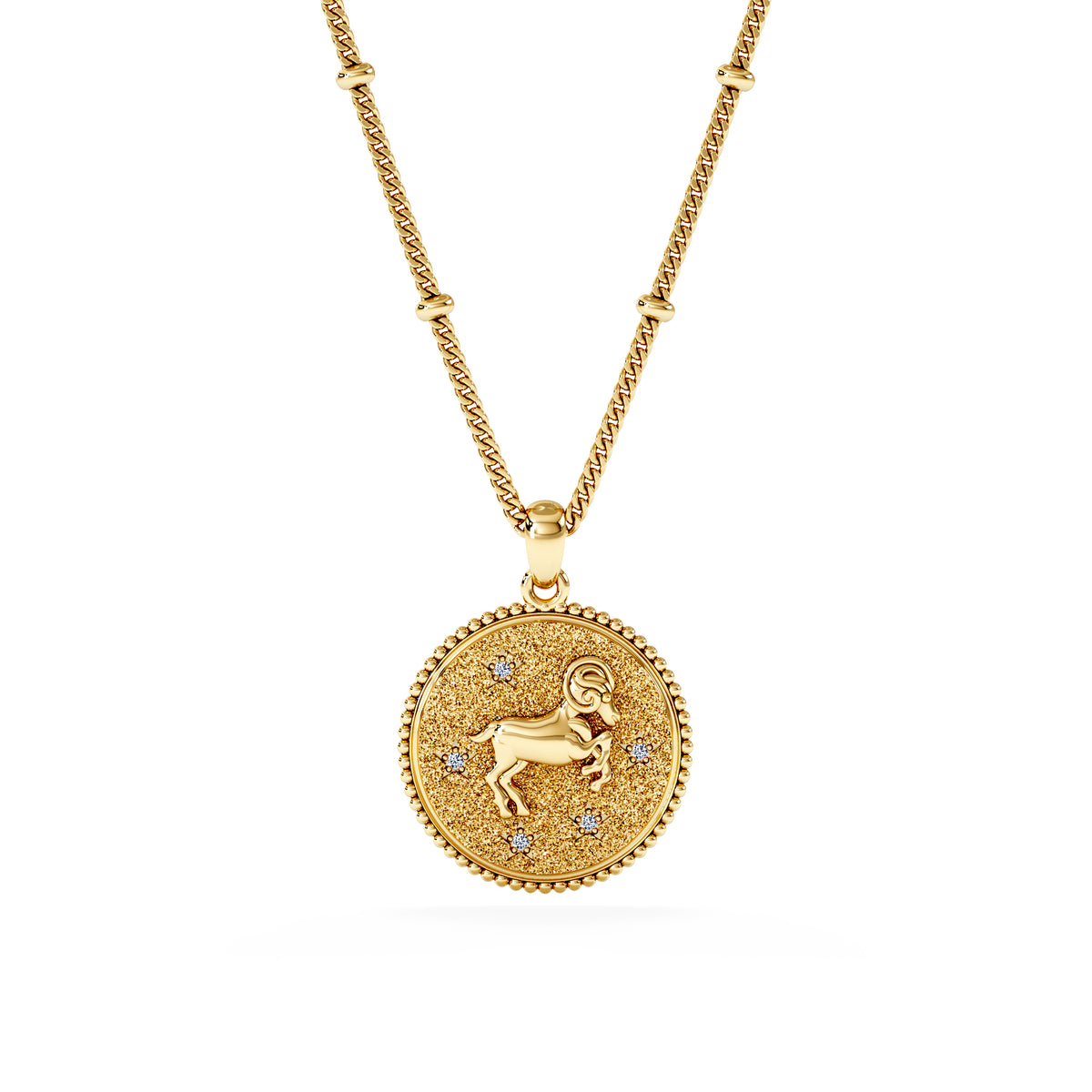 Zodiac Aries Necklace Medallion Lab Grown 0.02ct in 18K Gold Vermeil